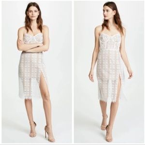 For Love and Lemons Dakota Lace Midi Dress in White